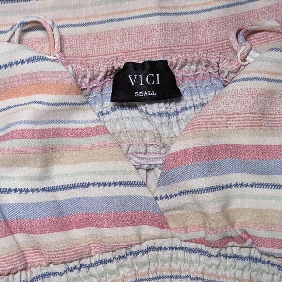 Vici Women’s Small Multi Colored Striped Sundress Maxi Sleeveless Open Summer - Picture 7 of 11